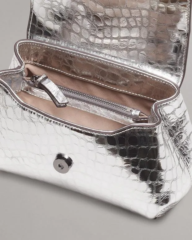 Handbags rag and bone Women Realm Embossed Metallic Leather Crossbody Bag Silver