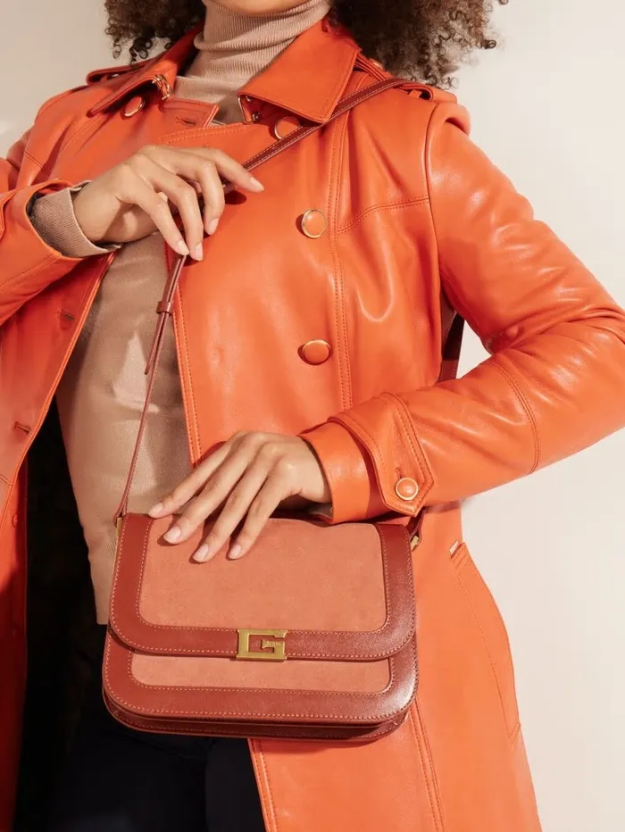 Handbags Thea Mini Flap Leather Crossbody Rus 8211 GUESS Women
