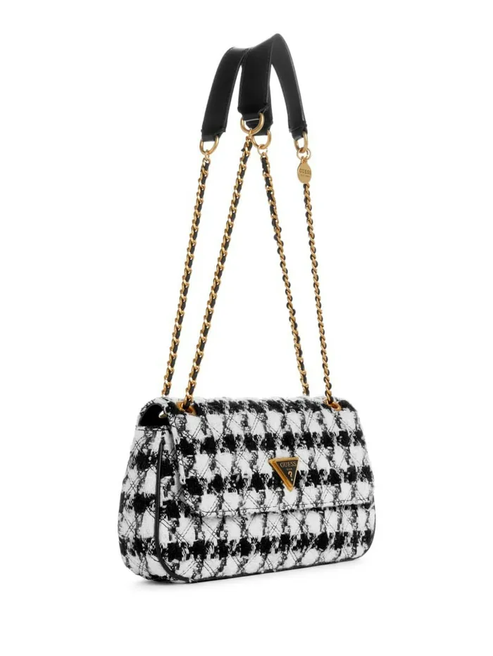 Handbags Women Giully Tweed Convertible Crossbody Marble BlkWht GUESS Handbags Women Giully Tweed Convertible Crossbody Marble BlkWht GUESS