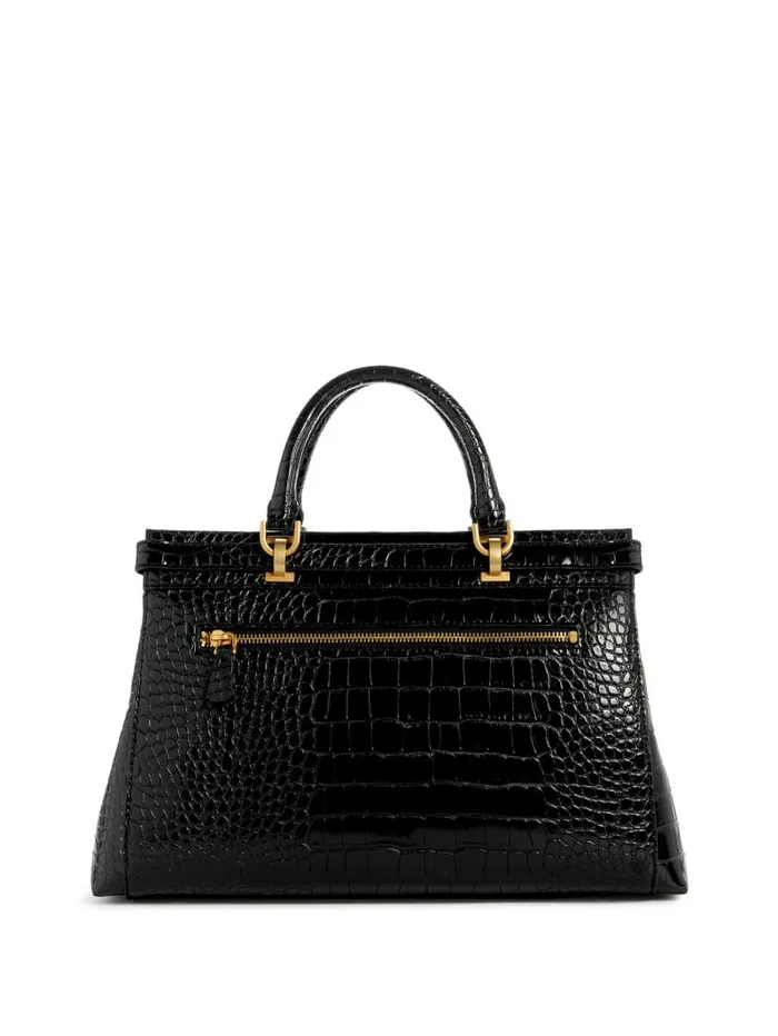 Handbags Women GUESS Sestri CrocodileEmbossed Satchel Black Handbags Women GUESS Sestri CrocodileEmbossed Satchel Black