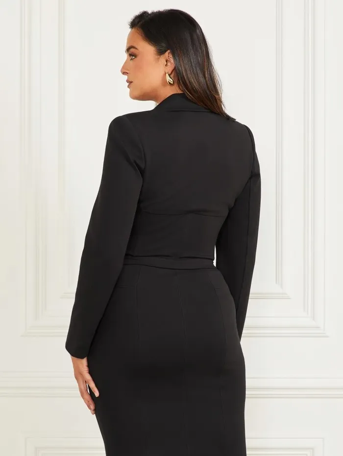 Harper Cropped Blazer Black Women Jackets and Coats GUESS Harper Cropped Blazer Black Women Jackets and Coats GUESS