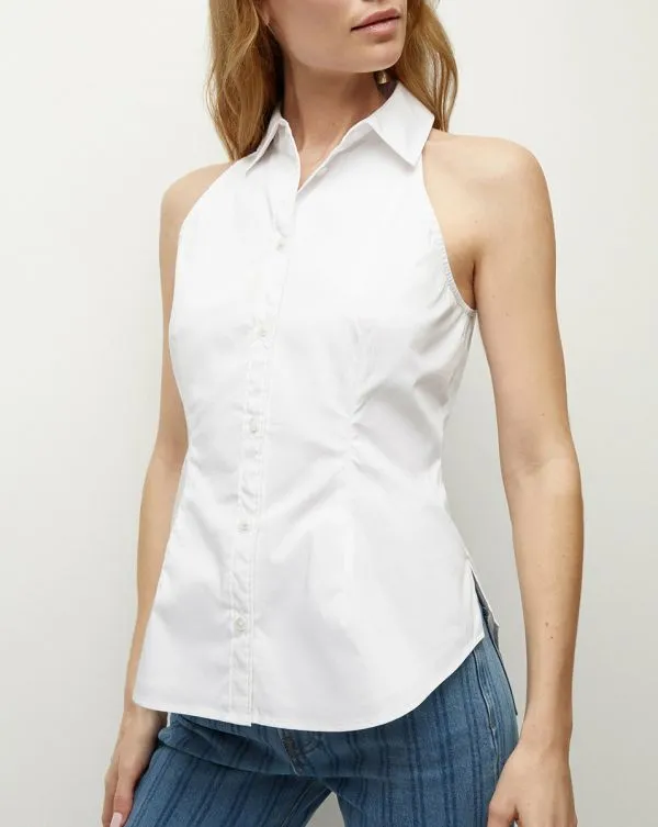 Harper Poplin Top White Women Veronica Beard Tops