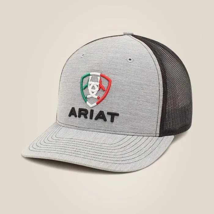 Hats and Caps Men Ariat Mexico Flag Shield Cap Gray