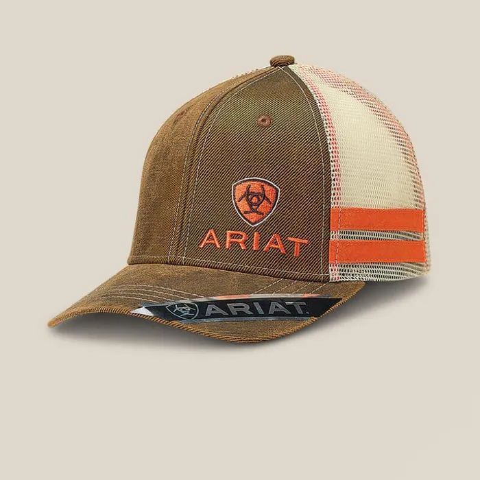 Hats and Caps Men Ariat Structured Medium High Cap Brown Oilskin