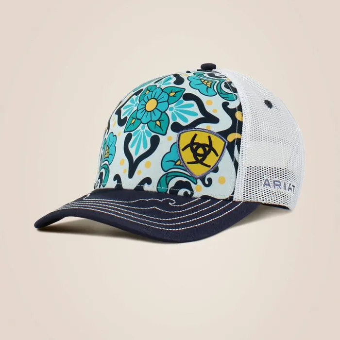 Hats and Caps Women Ariat Floral Print Cap Navy