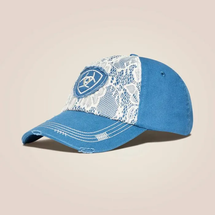 Hats and Caps Women Ariat Lace Logo Velcro Back Cap Blue