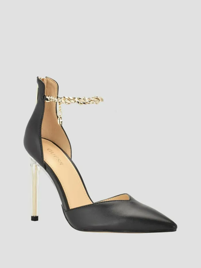 Heels Women Stefany GChain Ankle Strap Pumps Black 001 GUESS