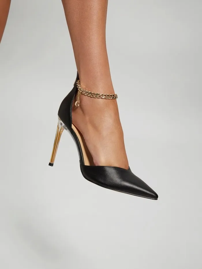 Heels Women Stefany GChain Ankle Strap Pumps Black 001 GUESS Heels Women Stefany GChain Ankle Strap Pumps Black 001 GUESS