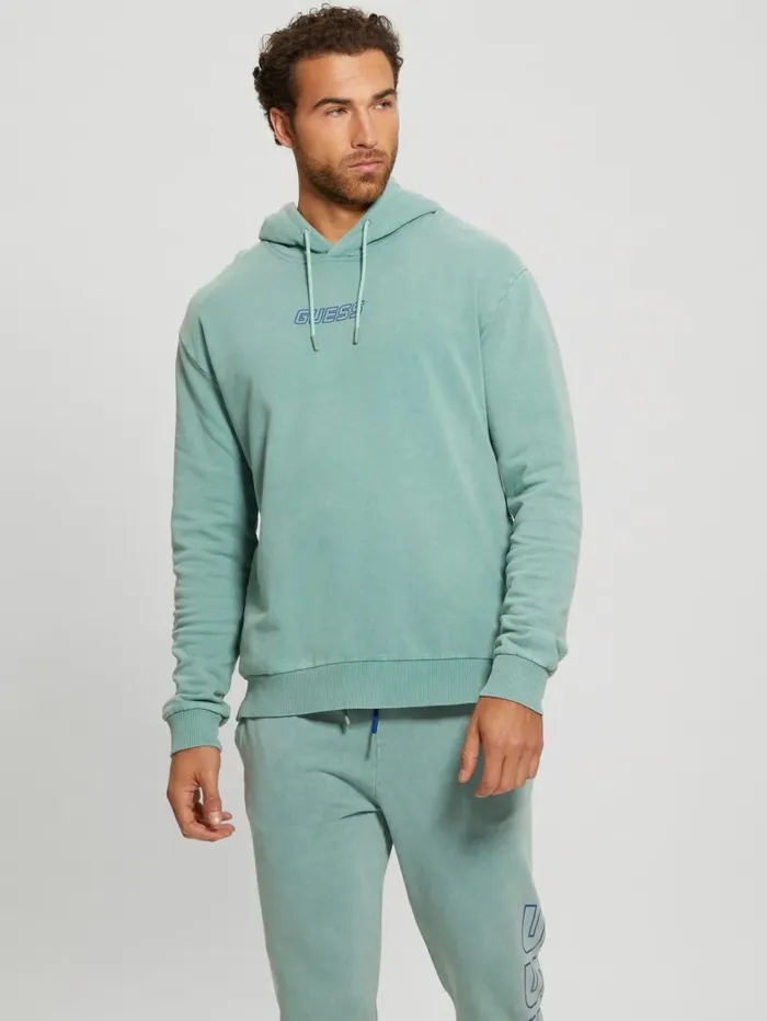 Hoodies and Sweaters GUESS Men Dargen Signature Hoodie Slick Blue