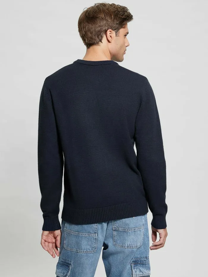 Hoodies and Sweaters GUESS Men Eco Liam Bear Sweater Bleu lgant Hoodies and Sweaters GUESS Men Eco Liam Bear Sweater Bleu lgant
