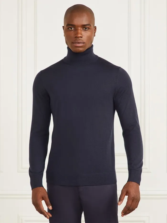 Hoodies and Sweaters Merino Wool Turtleneck Sweater Bleu lgant 8211 GUESS Men