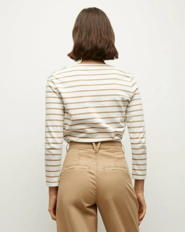 Hovey Striped Top Offwhiteandkhaki Women Veronica Beard Tops Hovey Striped Top Offwhiteandkhaki Women Veronica Beard Tops