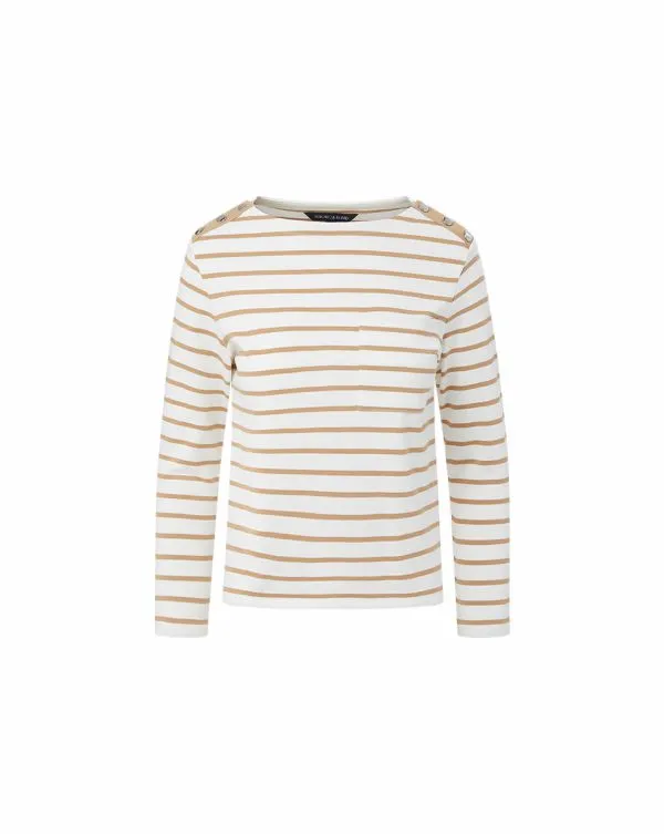 Hovey Striped Top Offwhiteandkhaki Women Veronica Beard Tops Hovey Striped Top Offwhiteandkhaki Women Veronica Beard Tops