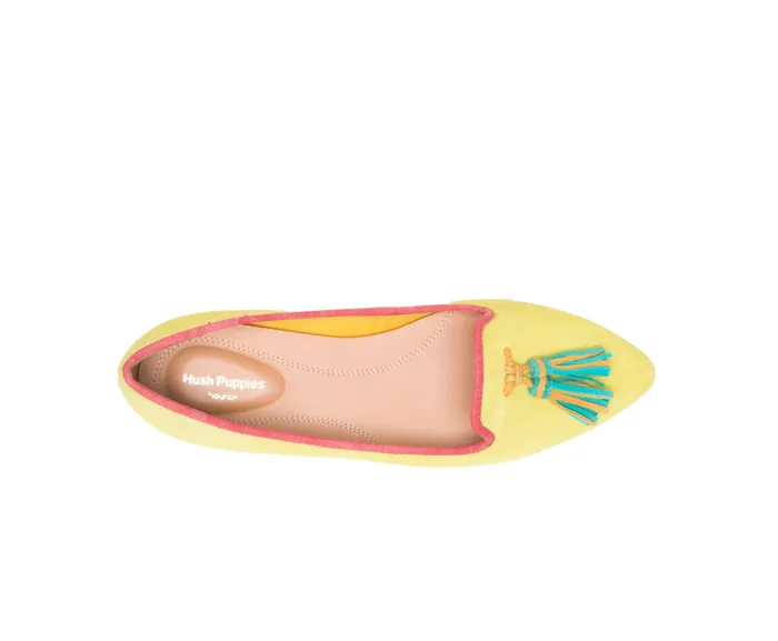 Hush Puppies Sadie Tassel SlipOn Sun Yellow Suede Women Flats and SlipOns