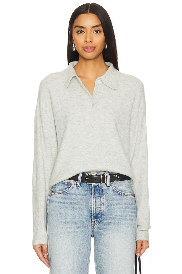 Ivy Polo Sweater Light Gre Women Lovers and Friends Sweaters and Knits