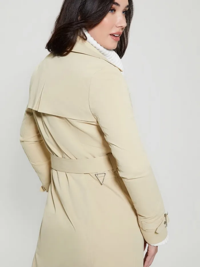 Jackets and Coats Eco Belted Trench Coat Foamy Taupe 8211 GUESS Women Jackets and Coats Eco Belted Trench Coat Foamy Taupe 8211 GUESS Women