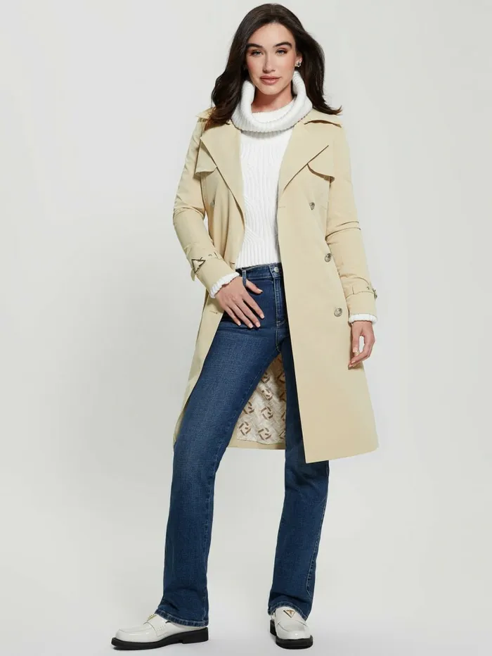 Jackets and Coats Eco Belted Trench Coat Foamy Taupe 8211 GUESS Women Jackets and Coats Eco Belted Trench Coat Foamy Taupe 8211 GUESS Women