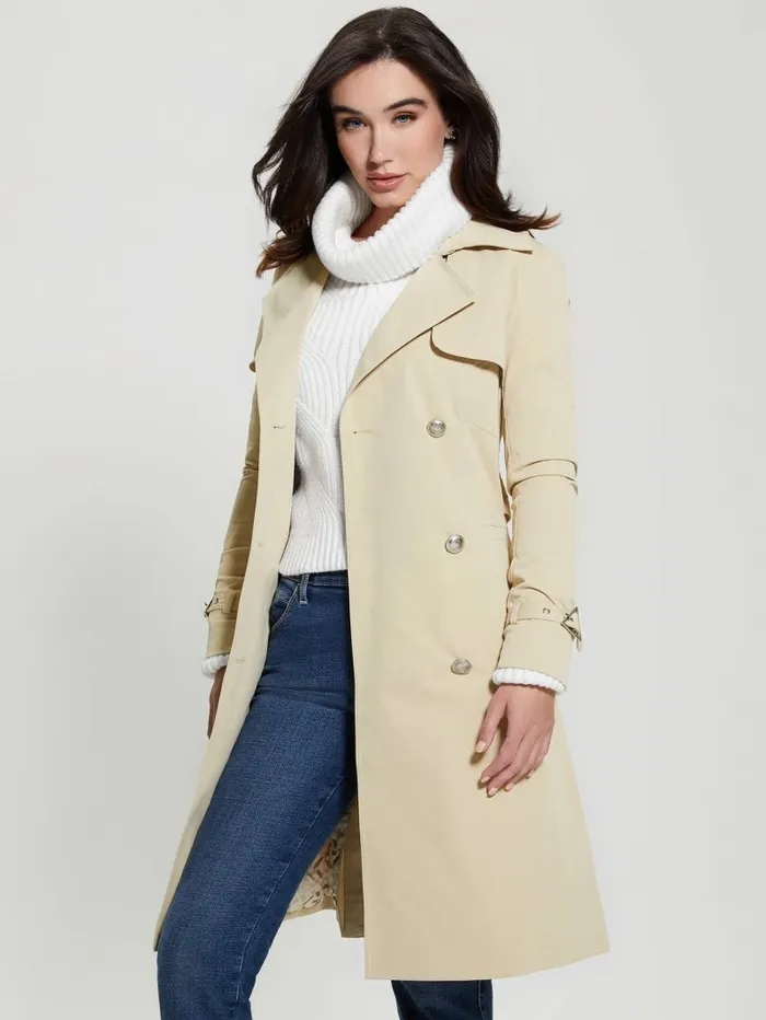 Jackets and Coats Eco Belted Trench Coat Foamy Taupe 8211 GUESS Women Jackets and Coats Eco Belted Trench Coat Foamy Taupe 8211 GUESS Women