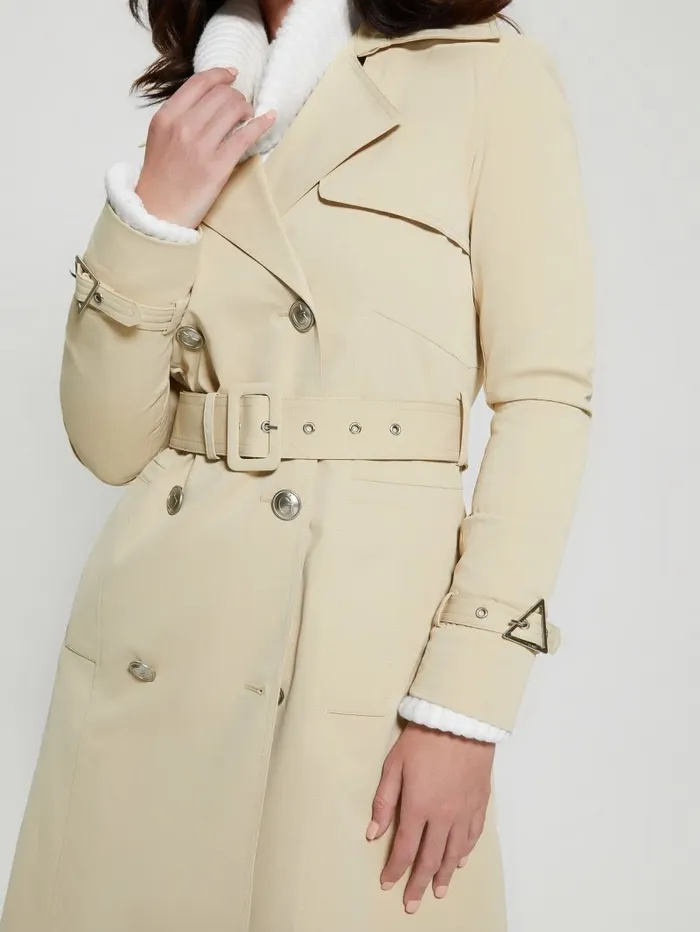 Jackets and Coats Eco Belted Trench Coat Foamy Taupe 8211 GUESS Women Jackets and Coats Eco Belted Trench Coat Foamy Taupe 8211 GUESS Women