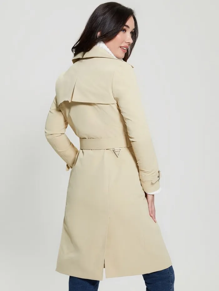Jackets and Coats Eco Belted Trench Coat Foamy Taupe 8211 GUESS Women Jackets and Coats Eco Belted Trench Coat Foamy Taupe 8211 GUESS Women