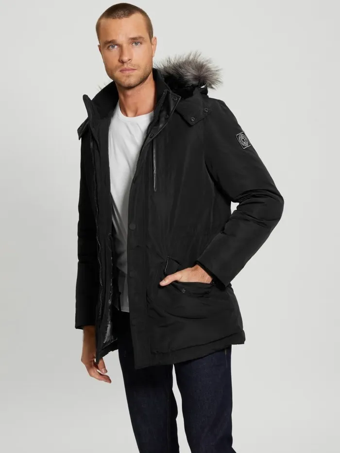 Jackets and Coats Eco Real Down Parka Black 8211 GUESS Men
