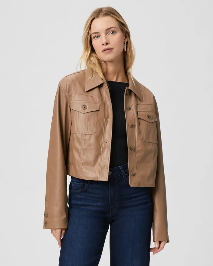 Jackets and Coats Fenwick Jacket 8211 Burnt Sugar Faux Leather 8211 PAIGE Women Jackets and Coats Fenwick Jacket 8211 Burnt Sugar Faux Leather 8211 PAIGE Women