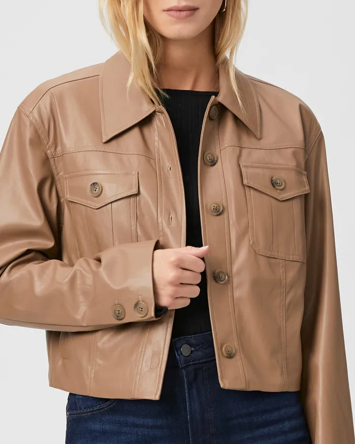 Jackets and Coats Fenwick Jacket 8211 Burnt Sugar Faux Leather 8211 PAIGE Women Jackets and Coats Fenwick Jacket 8211 Burnt Sugar Faux Leather 8211 PAIGE Women