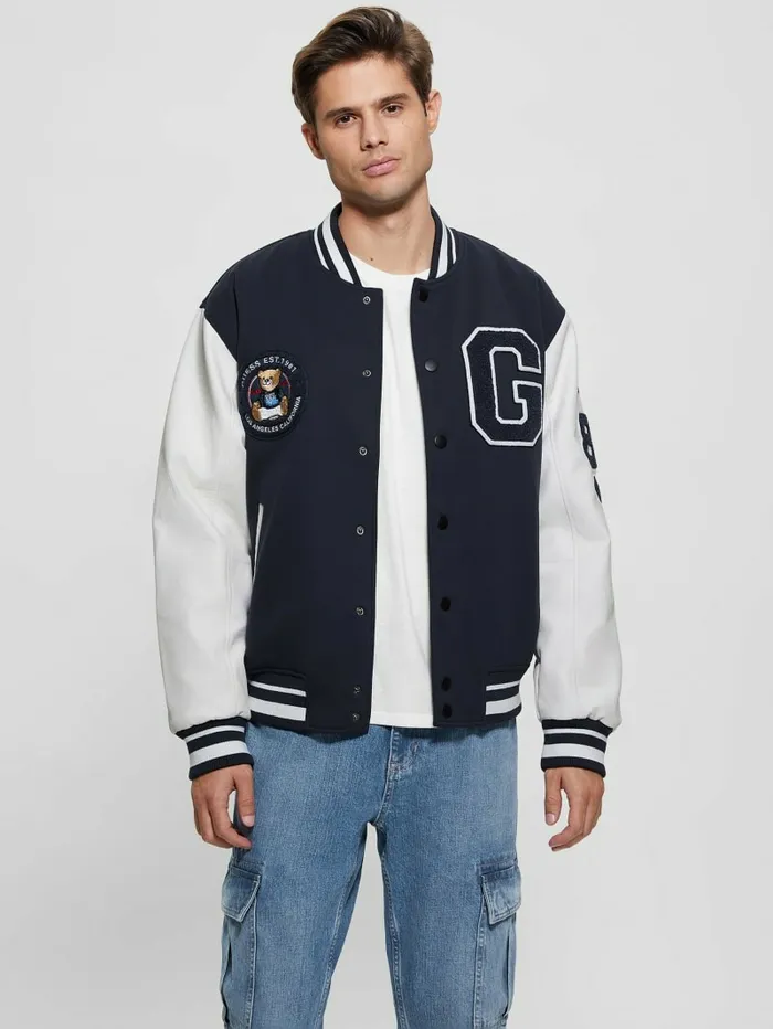 Jackets and Coats GUESS Men Bear Varsity Jacket Bleu lgant