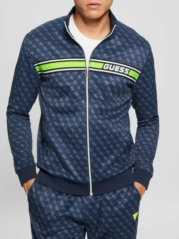 Jackets and Coats GUESS Men Eco Korbin Track Jacket 4g Aop Silk Blue