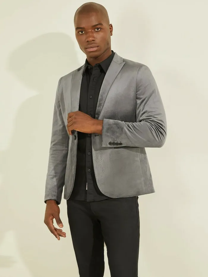 Jackets and Coats GUESS Men Fulham Velvet Blazer Stone Isle