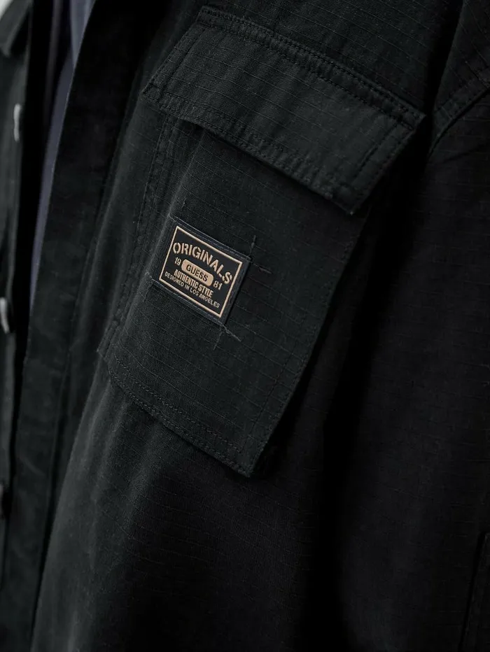 Jackets and Coats GUESS Men GUESS Originals Ripstop Overshirt Jet Black Multi Jackets and Coats GUESS Men GUESS Originals Ripstop Overshirt Jet Black Multi