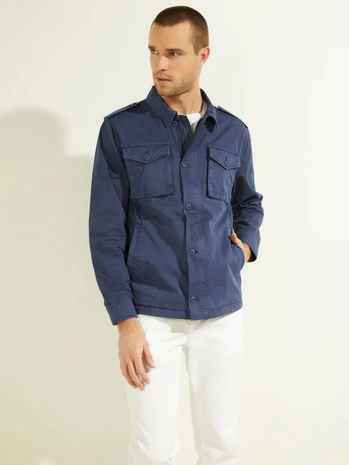 Jackets and Coats GUESS Men Washed Twill Cargo Jacket Gloaming Multi
