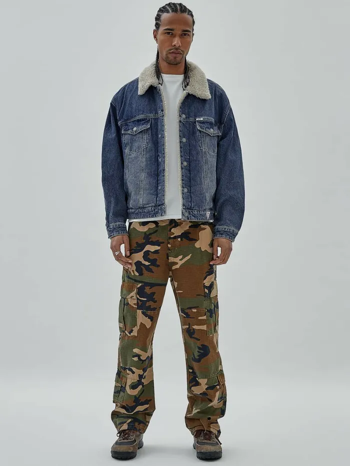 Jackets and Coats GUESS Originals Denim Trucker Jacket Go Used Dark Medium Wash 8211 GUESS Men Jackets and Coats GUESS Originals Denim Trucker Jacket Go Used Dark Medium Wash 8211 GUESS Men