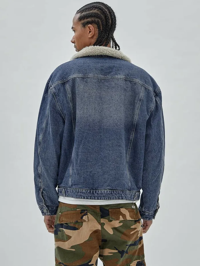 Jackets and Coats GUESS Originals Denim Trucker Jacket Go Used Dark Medium Wash 8211 GUESS Men Jackets and Coats GUESS Originals Denim Trucker Jacket Go Used Dark Medium Wash 8211 GUESS Men