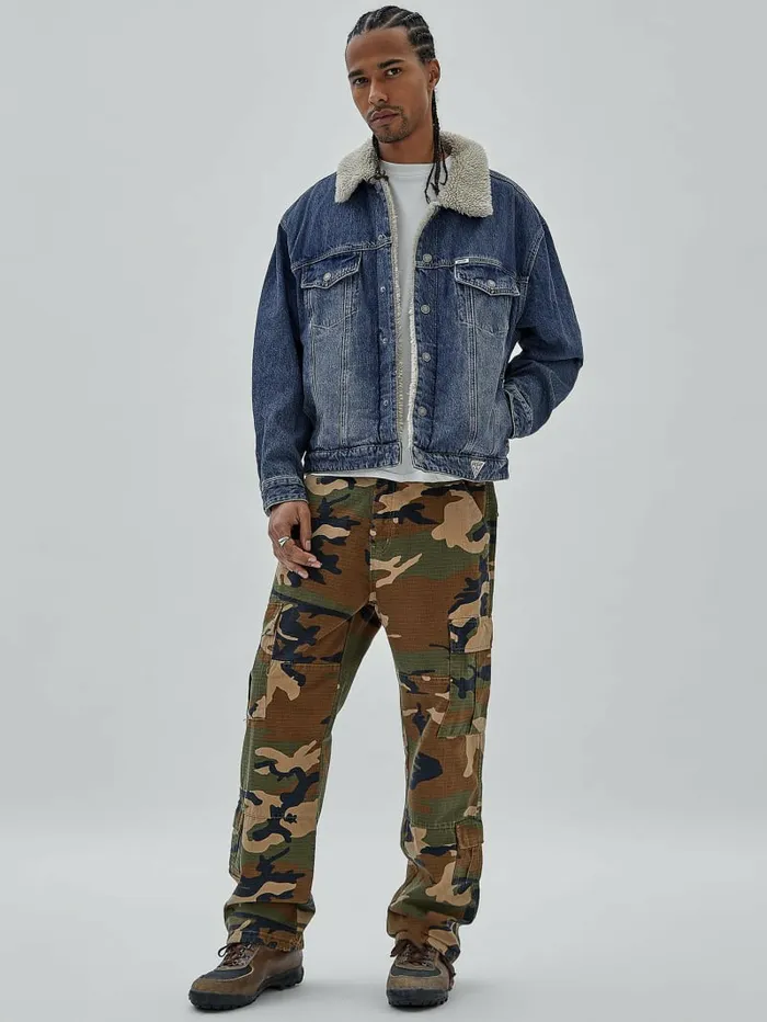 Jackets and Coats GUESS Originals Denim Trucker Jacket Go Used Dark Medium Wash 8211 GUESS Men Jackets and Coats GUESS Originals Denim Trucker Jacket Go Used Dark Medium Wash 8211 GUESS Men