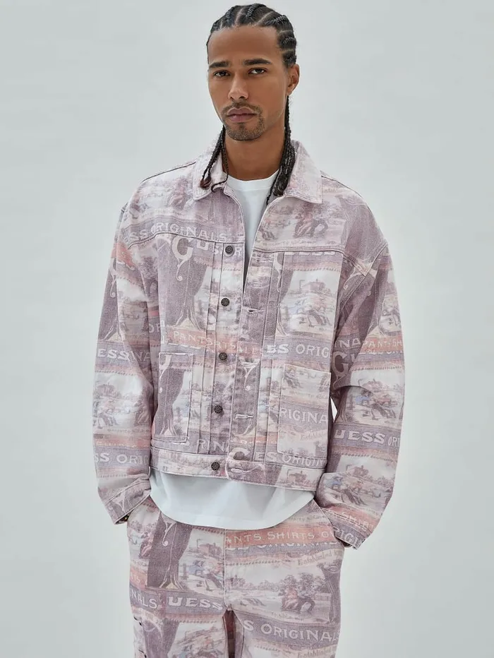 Jackets and Coats GUESS Originals Ranch Studio Jacket Vintage Ranch Print 8211 GUESS Men Jackets and Coats GUESS Originals Ranch Studio Jacket Vintage Ranch Print 8211 GUESS Men