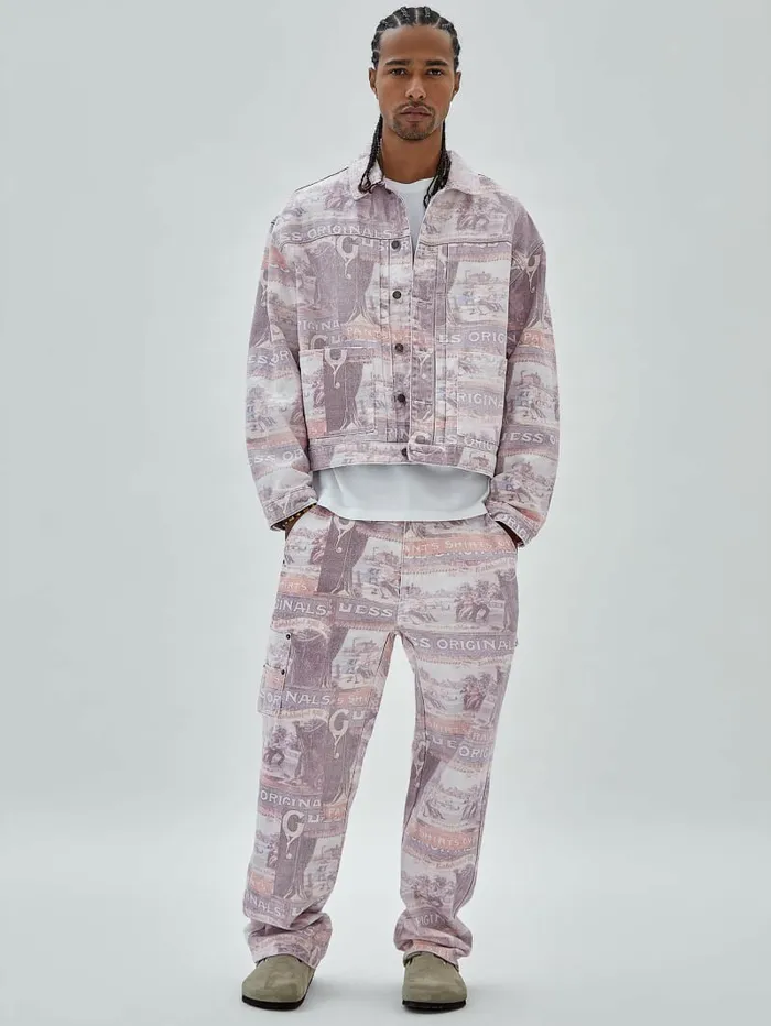 Jackets and Coats GUESS Originals Ranch Studio Jacket Vintage Ranch Print 8211 GUESS Men Jackets and Coats GUESS Originals Ranch Studio Jacket Vintage Ranch Print 8211 GUESS Men