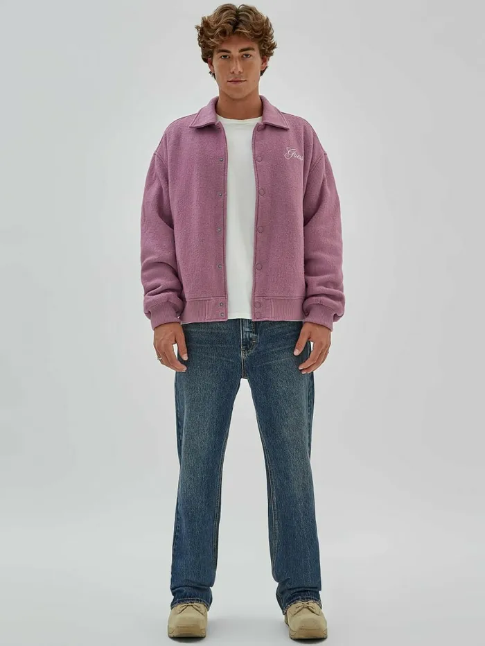Jackets and Coats GUESS Originals WoolBlend Varsity Jacket Dusty Cerise 8211 GUESS Men