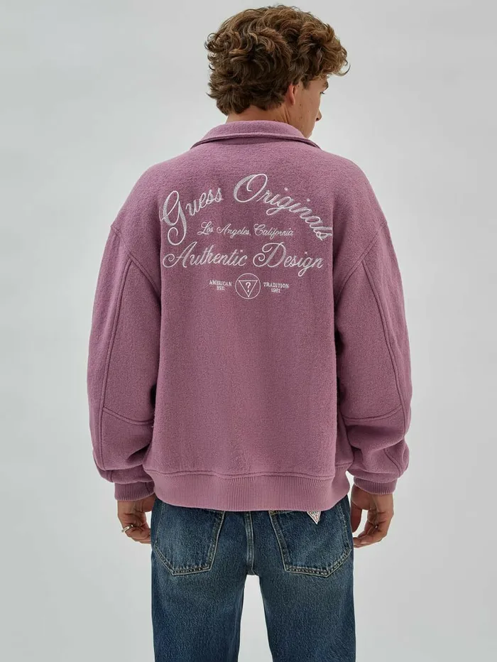 Jackets and Coats GUESS Originals WoolBlend Varsity Jacket Dusty Cerise 8211 GUESS Men