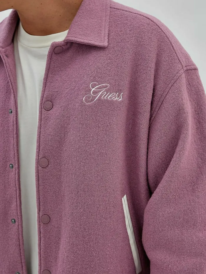 Jackets and Coats GUESS Originals WoolBlend Varsity Jacket Dusty Cerise 8211 GUESS Men