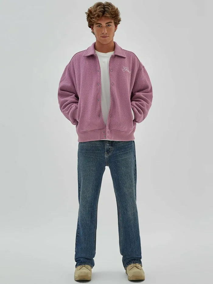 Jackets and Coats GUESS Originals WoolBlend Varsity Jacket Dusty Cerise 8211 GUESS Men