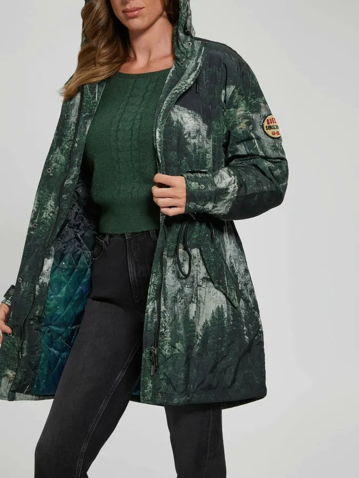 Jackets and Coats GUESS Women Ace Anorak Forest Cliffs Print Jackets and Coats GUESS Women Ace Anorak Forest Cliffs Print