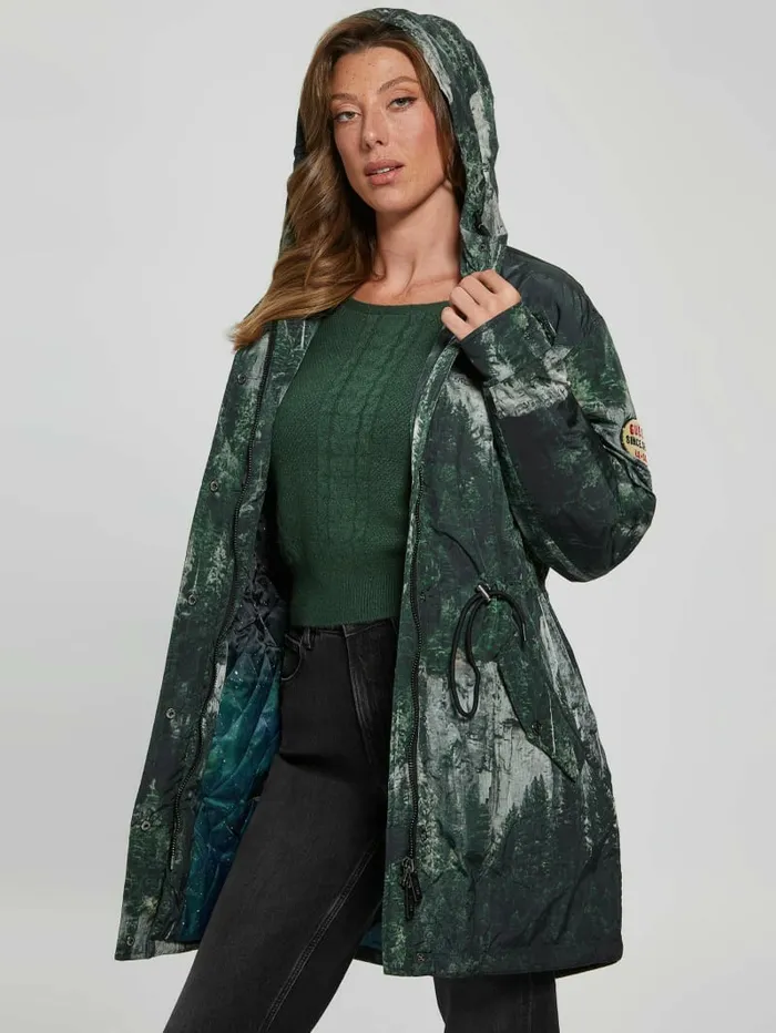 Jackets and Coats GUESS Women Ace Anorak Forest Cliffs Print Jackets and Coats GUESS Women Ace Anorak Forest Cliffs Print