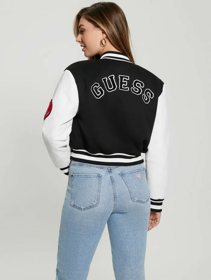 Jackets and Coats GUESS Women Bear Varsity Jacket Black Jackets and Coats GUESS Women Bear Varsity Jacket Black