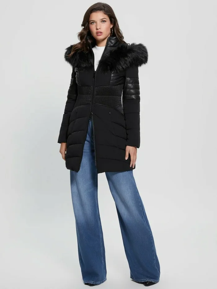 Jackets and Coats GUESS Women Eco Oxana Quilted Jacket Black Jackets and Coats GUESS Women Eco Oxana Quilted Jacket Black