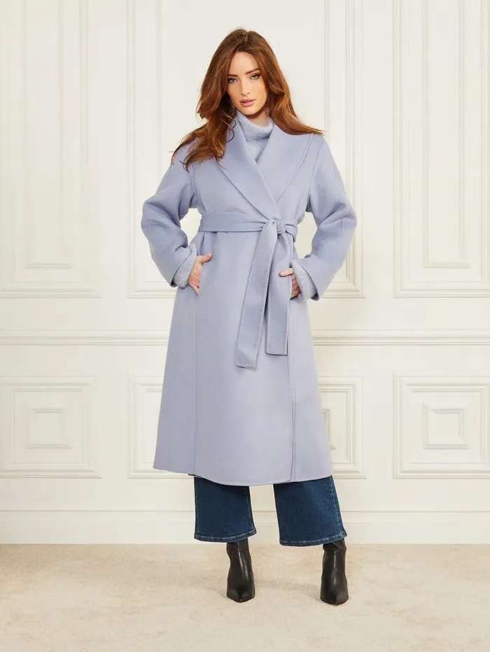 Jackets and Coats GUESS Women Keera WoolBlend Coat Dust Light Blue