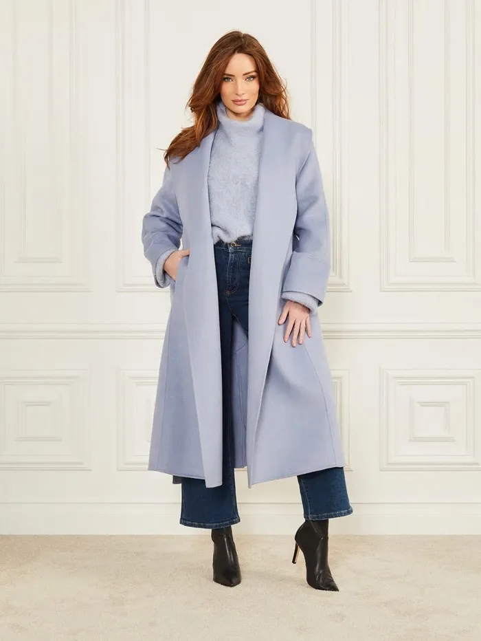 Jackets and Coats GUESS Women Keera WoolBlend Coat Dust Light Blue Jackets and Coats GUESS Women Keera WoolBlend Coat Dust Light Blue