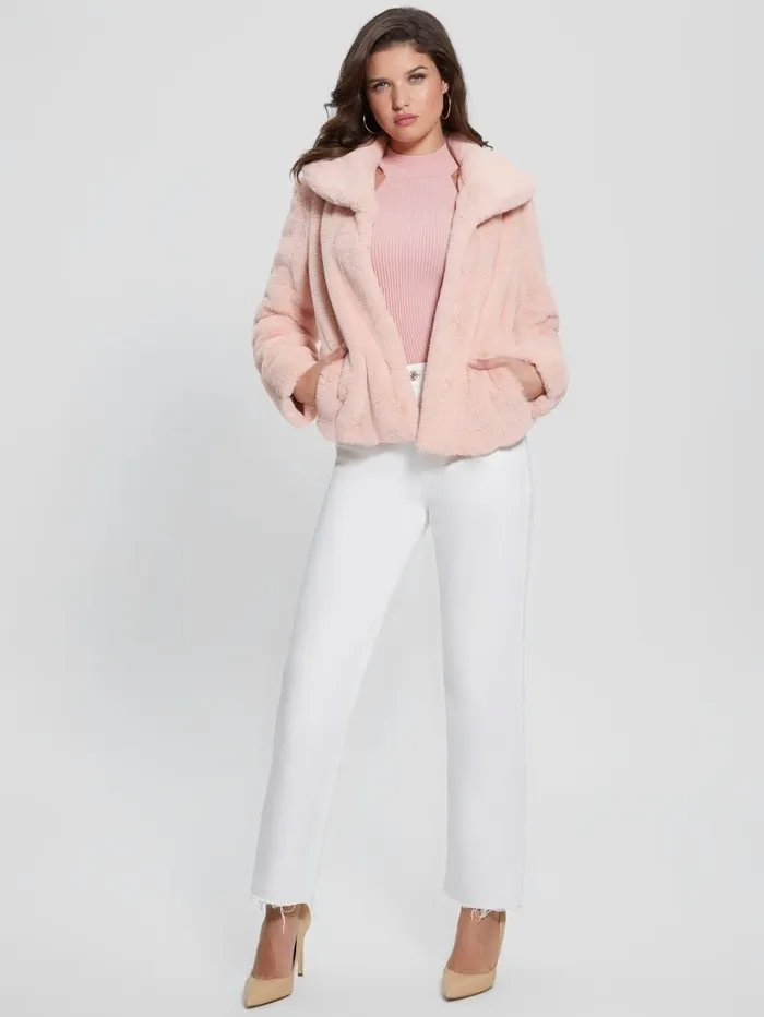 Jackets and Coats GUESS Women Sophy FauxFur Jacket Dolly Pink