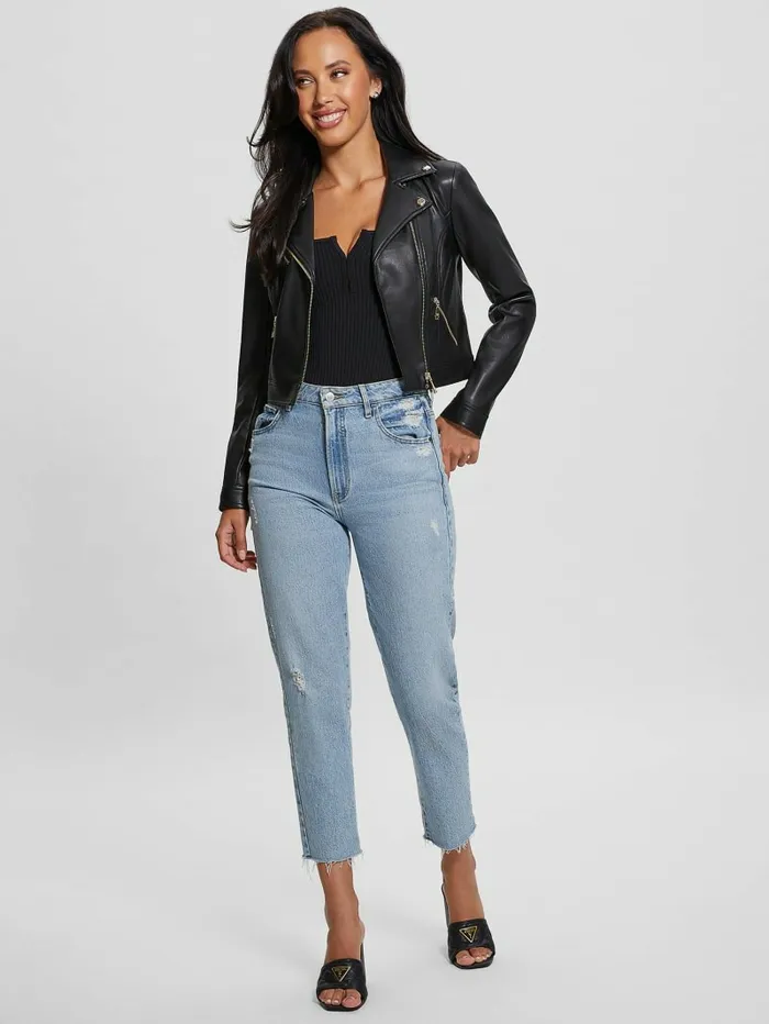 Jackets and Coats GUESS Women Venom Cropped Moto Jacket Jet Black Multi Jackets and Coats GUESS Women Venom Cropped Moto Jacket Jet Black Multi
