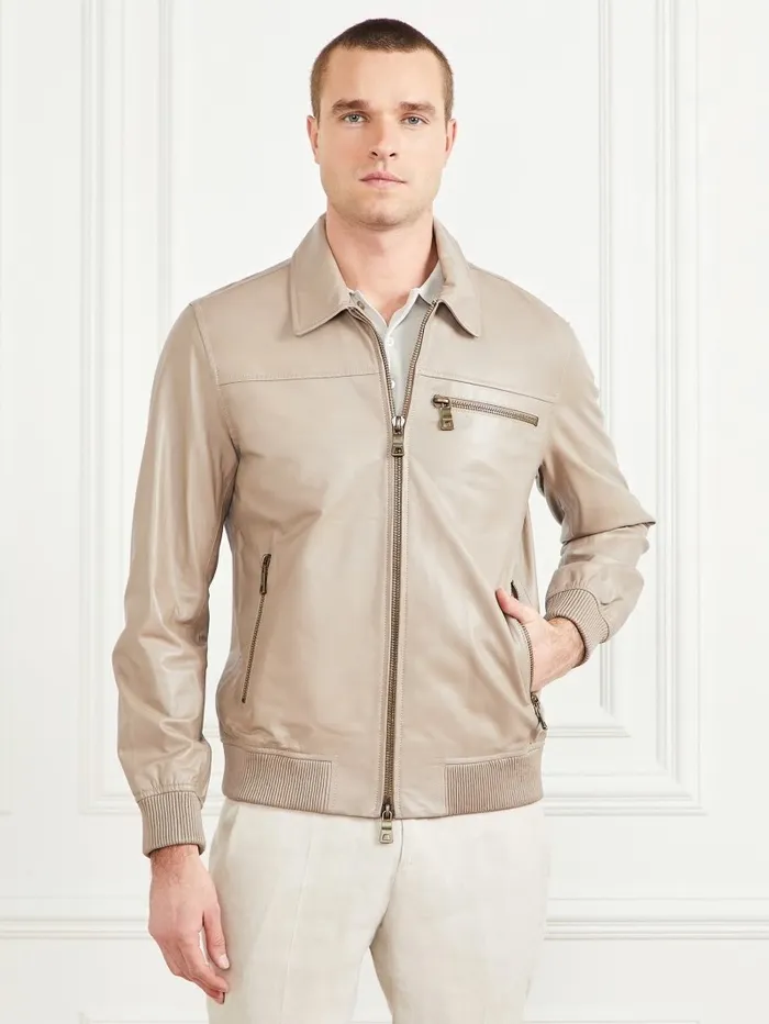 Jackets and Coats Leather Flight Jacket Pasadena Stone 8211 GUESS Men Jackets and Coats Leather Flight Jacket Pasadena Stone 8211 GUESS Men
